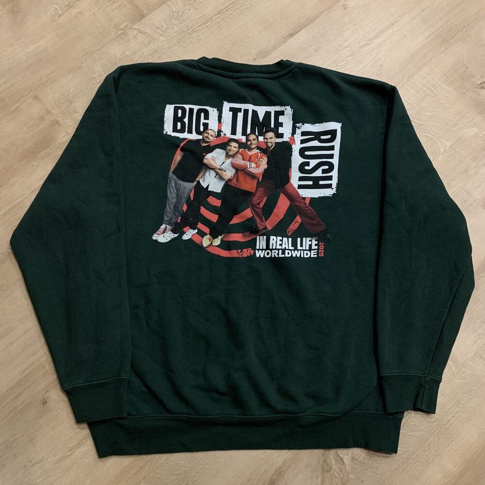 Big Time Rush In Real Life Worldwide 2025 Tour Sweatshirt Mens XL Green Crewneck